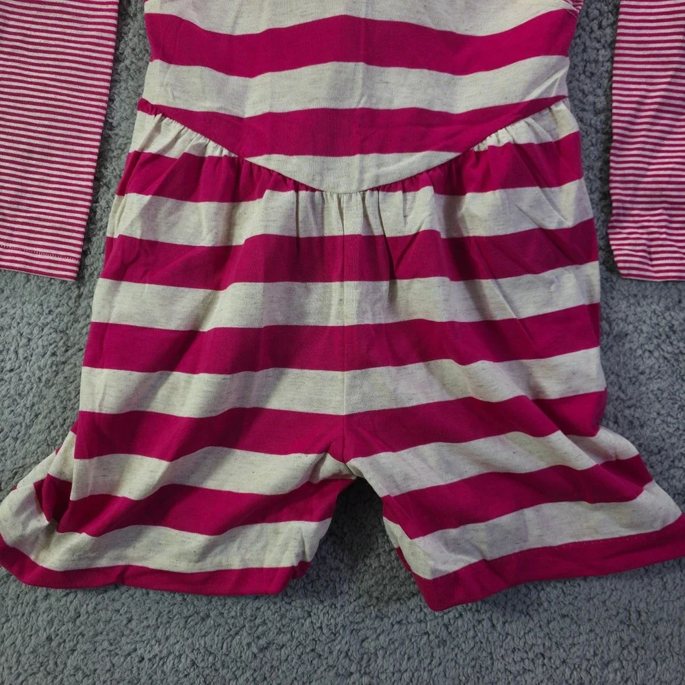 Top Stuff Vintage Girls Pink White Striped 2 Piece Romper Set Size 14 USA Made